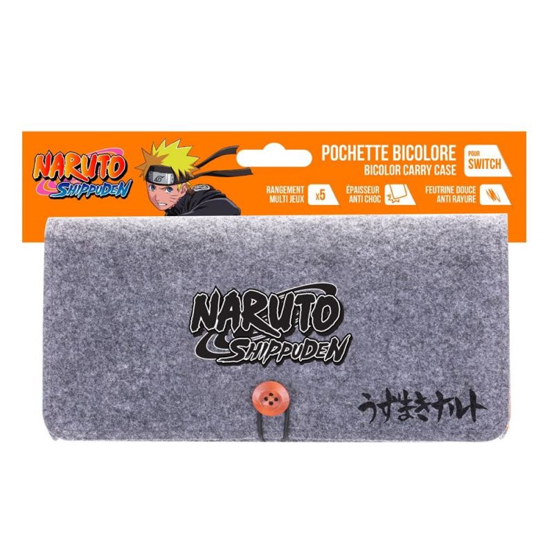 POCHETTE NARUTO SHIPPUDEN POUR SWITCH (GRIS FONCE/ORANGE)