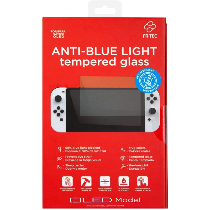 VERRE TREMPE POUR NINTENDO SWITCH OLED ANTI-REFLET LUMIERE BLEUE