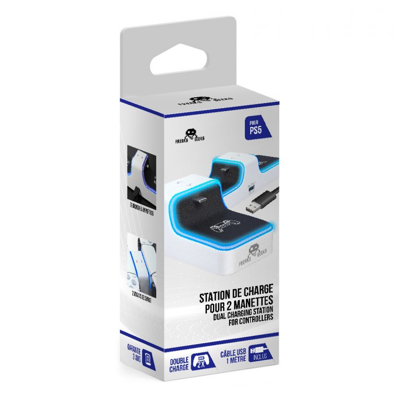 CHARGEUR MANETTE DOUBLE DOCK POUR MANETTES PS5 (1 CABLE TYPE C 1M INCLUS)