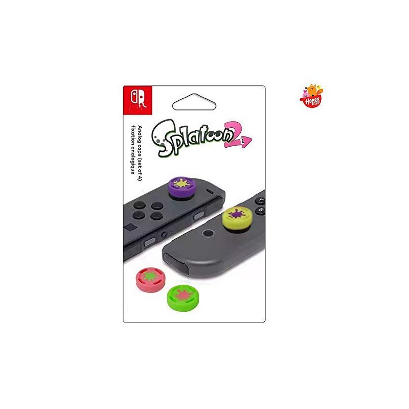 THUMBGRIPS 4X SPLATOON 2 ANALOG CAPS SILICONE RUBBER SET FOR NS SWITCH PRO