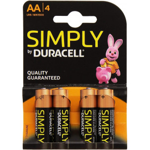 PILES DURACELL SIMPLY MN1500/LR6 AA PACK DE 4 PILES