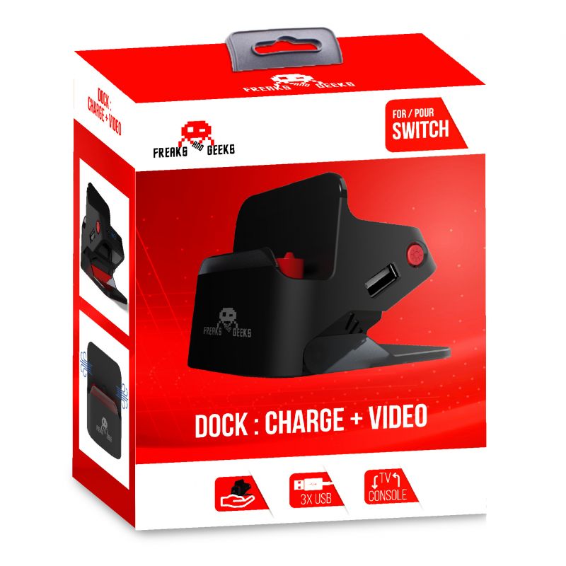 DOCK ET STAND 2 EN 1 - SUPPORT RECHARGE + CONNEXION TV - NOIR