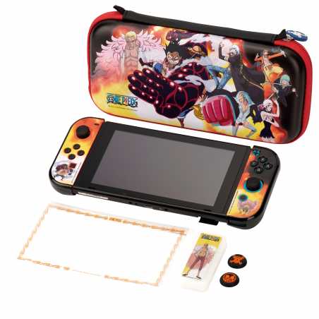 ONE PIECE- PACK SWITCH (GRIPS+COQUE POUR JOYCON+BOITIER+PROTECTEUR D ECRAN ET SACOCHE)