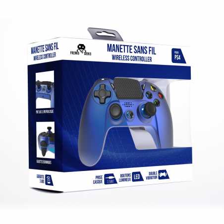 MANETTE PS4 SANS FIL BLUETOOTH BLUE METAL + 3.5 MM JACK PS4