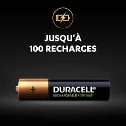 PILES RECHARGEABLE DURACELL HR3-B AAA 750MAH X4