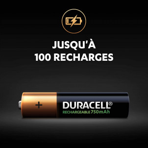 PILES RECHARGEABLE DURACELL HR3-B AAA 750MAH X4