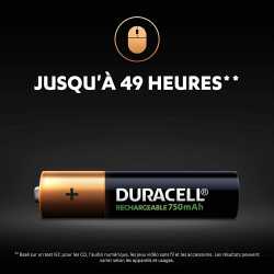 PILES RECHARGEABLE DURACELL HR3-B AAA 750MAH X4