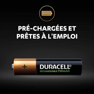 PILES RECHARGEABLE DURACELL HR3-B AAA 750MAH X4