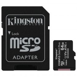 MICRO SD KINGSTON 64GB CL10 CANVAS S.PLUS SDCS + ADAPTATEUR SD