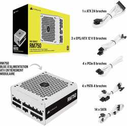 ALIMENTATION 750W CORSAIR RM750 80PLUS GOLD (2021) - BLANC