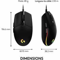 SOURIS LOGITECH - G203 LIGHTSYNC- BLACK