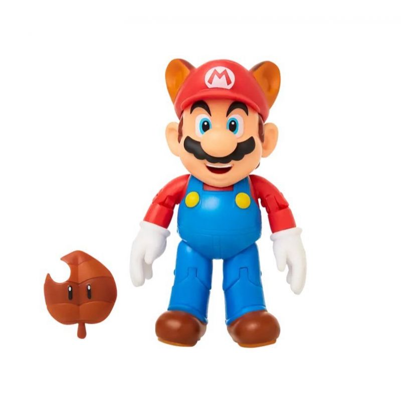 FIGURINE SUPER MARIO- RACCOON MARIO + FEUILLE - 10CM BOX SET EXCLUSIF + ACCESSOIRES