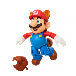 FIGURINE SUPER MARIO- RACCOON MARIO + FEUILLE - 10CM BOX SET EXCLUSIF + ACCESSOIRES