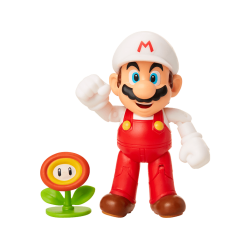 FIGURINE SUPER MARIO- FIRE MARIO + FLEUR - 10CM BOX SET EXCLUSIF + ACCESSOIRES