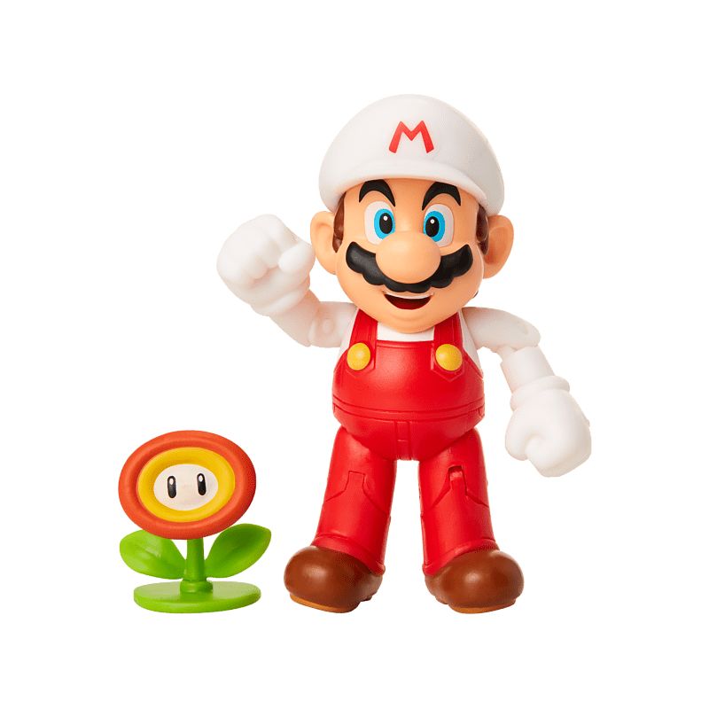 FIGURINE SUPER MARIO- FIRE MARIO + FLEUR - 10CM BOX SET EXCLUSIF + ACCESSOIRES