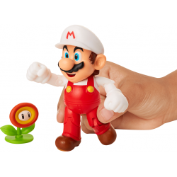 FIGURINE SUPER MARIO- FIRE MARIO + FLEUR - 10CM BOX SET EXCLUSIF + ACCESSOIRES