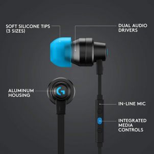 LOGITECH - G333 IN-EAR GAMING HEADPHONES (INCLUS USB-C ) BLACK