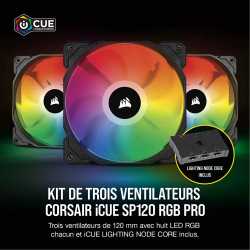 VENTILATEUR BOITIER - CORSAIR ICUE SP120 RGB PRO PACK DE 3