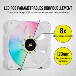 VENTILATEUR BOITIER CORSAIR SP120 RGB ELITE BLANC - 120MM - 4 PINS