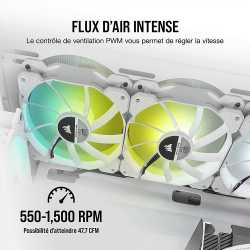 VENTILATEUR BOITIER CORSAIR SP120 RGB ELITE BLANC - 120MM - 4 PINS