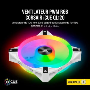 VENTILATEUR BOITIER CORSAIR ICUE QL120 RGB LED - BLANC