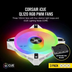 VENTILATEUR BOITIER CORSAIR ICUE QL120 RGB LED - BLANC PACK DE 3