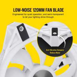 VENTILATEUR BOITIER CORSAIR ICUE QL120 RGB LED - BLANC PACK DE 3