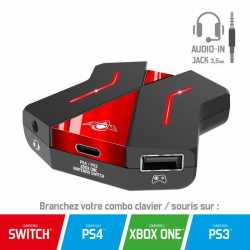 CONVERTISSEUR CROSSGAME AVEC PRISE JACK CLAVIER ET SOURIS POUR CONSOLES : NINTENDO SWITCH-PS4-PS3-XBOX ONE