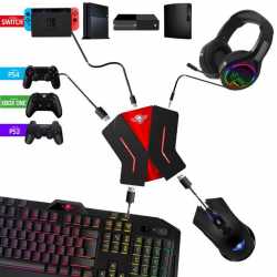 CONVERTISSEUR CROSSGAME AVEC PRISE JACK CLAVIER ET SOURIS POUR CONSOLES : NINTENDO SWITCH-PS4-PS3-XBOX ONE