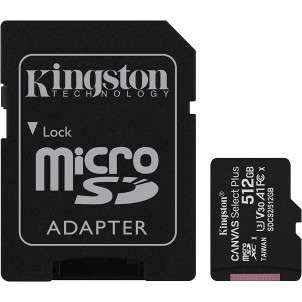 MICRO SD KINGSTON 512GB CL10 CANVAS S.PLUS SDCS2 / 512GB + ADAPTATEUR SD