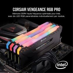 DDR4 4000 MHZ CORSAIR VENGEANCE RGB PRO SL SERIES 16 GO (2 X 8 GO)CL18 - NOIR