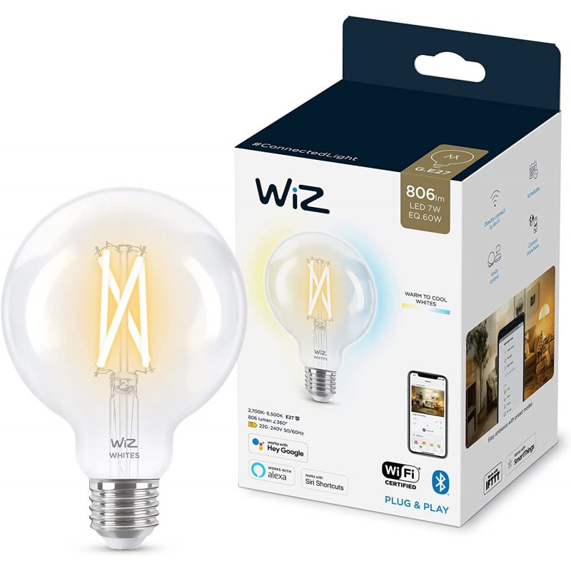 AMPOULE CONNECTE WIZ - G125 CLEAR GLOBE E27 TUNABLE WHITE