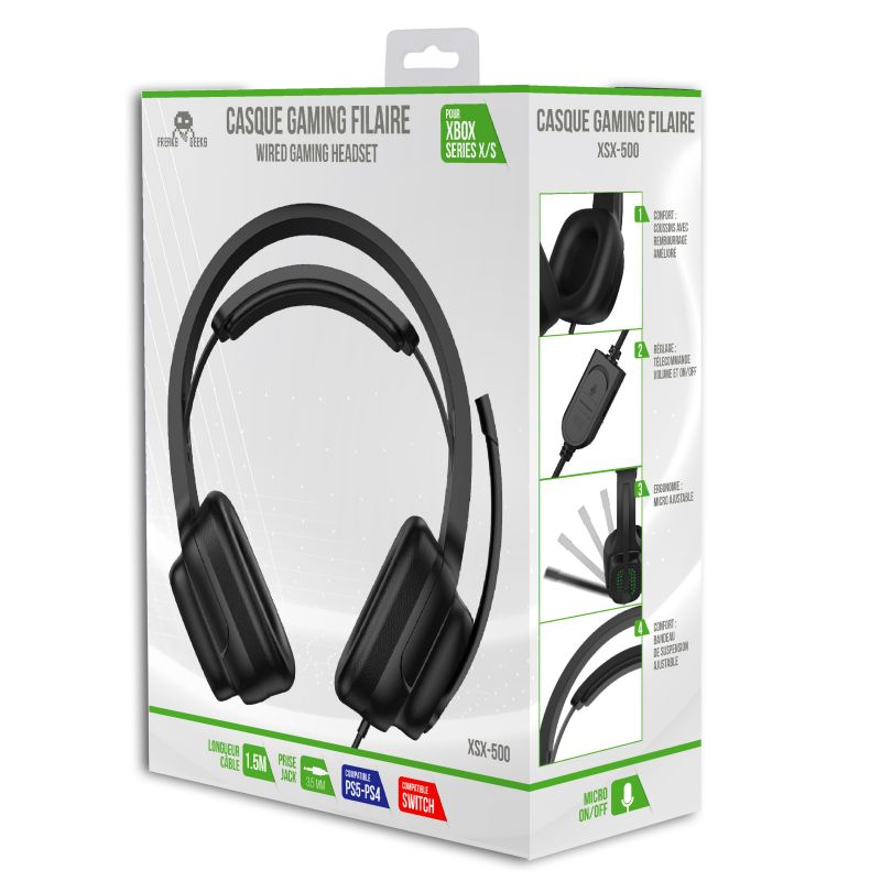 CASQUE GAMING FILAIRE XSX-500 POUR SERIES X/S (COMPATIBLE PS5, SWITCH...)