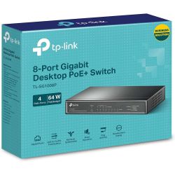 SWITCH TP-LINK 8 PORTS 10/100/1000MBPS TL-SG1008P (4 POE)