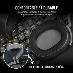 CASQUE CORSAIR HS65 (NOIR) SON SURROUND DOLBY AUDIO 7.1 (COMPATIBLE PC, XBOX SERIES X.S ET PS5)