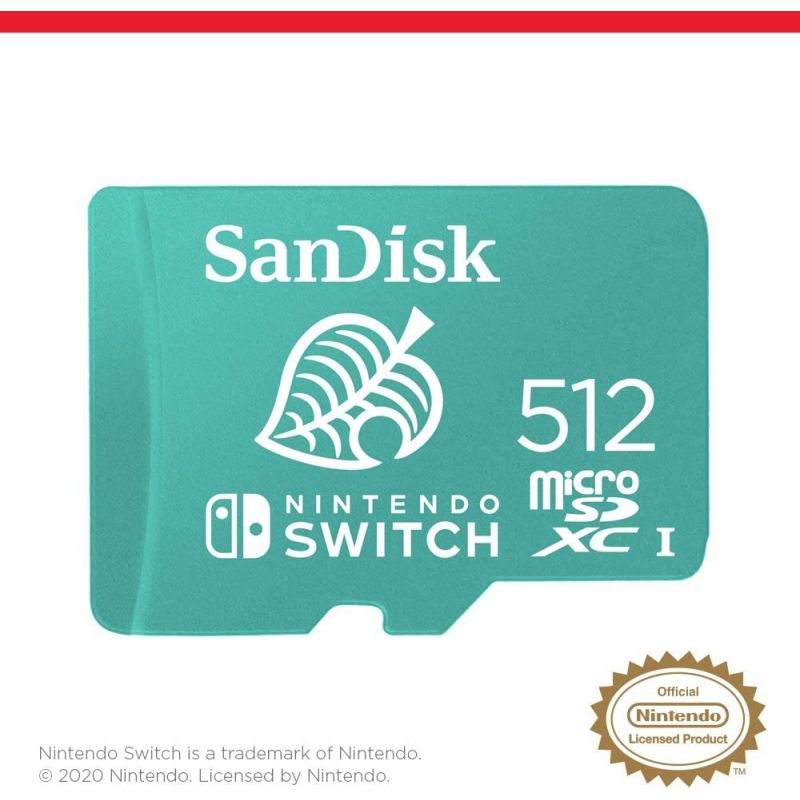 CARTE MEMOIRE SWITCH MICRO SDXC SANDISK 512GB ANIMAL CROSSING FEUILLE