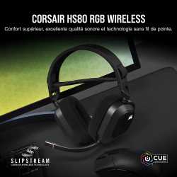 CASQUE CORSAIR HS80 RGB WIRELESS CARBON