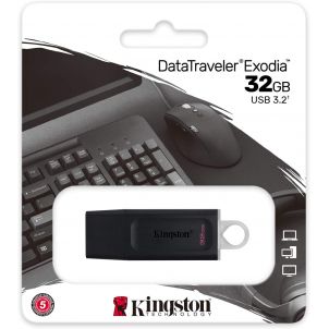 CLE USB KINGSTON DATATRAVELER PENDRIVE EXODIA 32 GO USB-C 3.2 BLACK