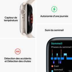 APPLE WATCH SERIE 8 41MM BOITIER EN ALUMINIUM MINUIT, BRACELET SPORT