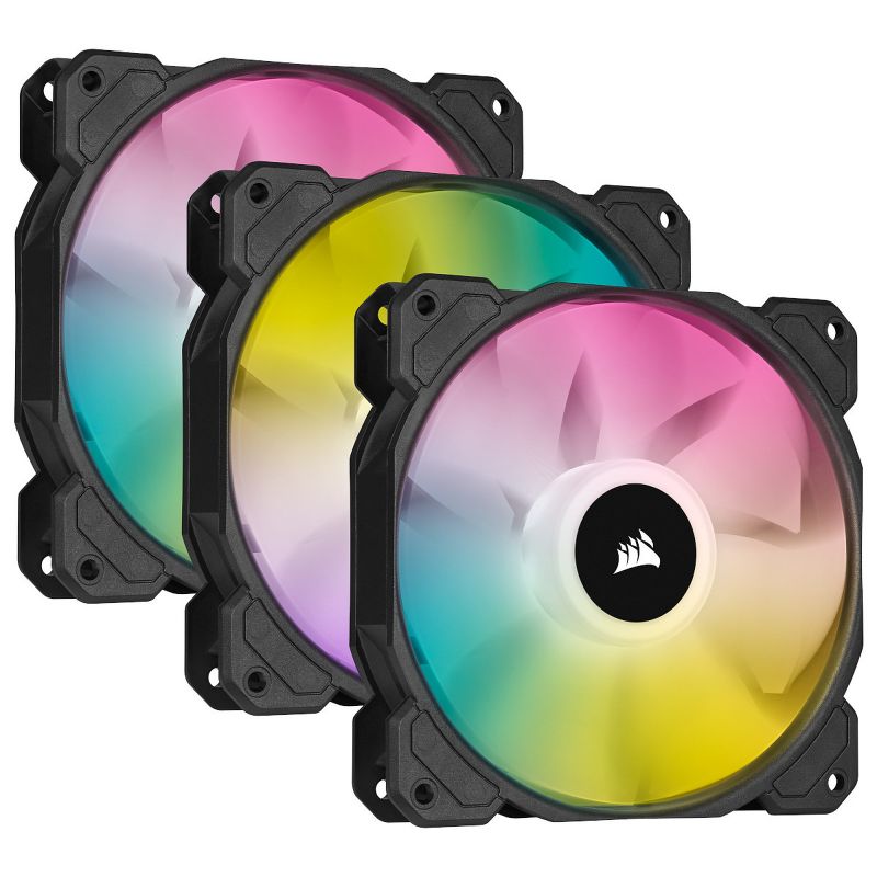 VENTILATEUR BOITIER CORSAIR SP120 RGB ELITE TRIPLE PACK BLACK + LIGTHING  NODE CORE