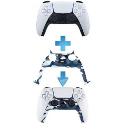 PS5 FRONT COVER CAMOUFLAGE CONTROLLER REPLACEMENT DECORATIVE SHELL (BLUE)