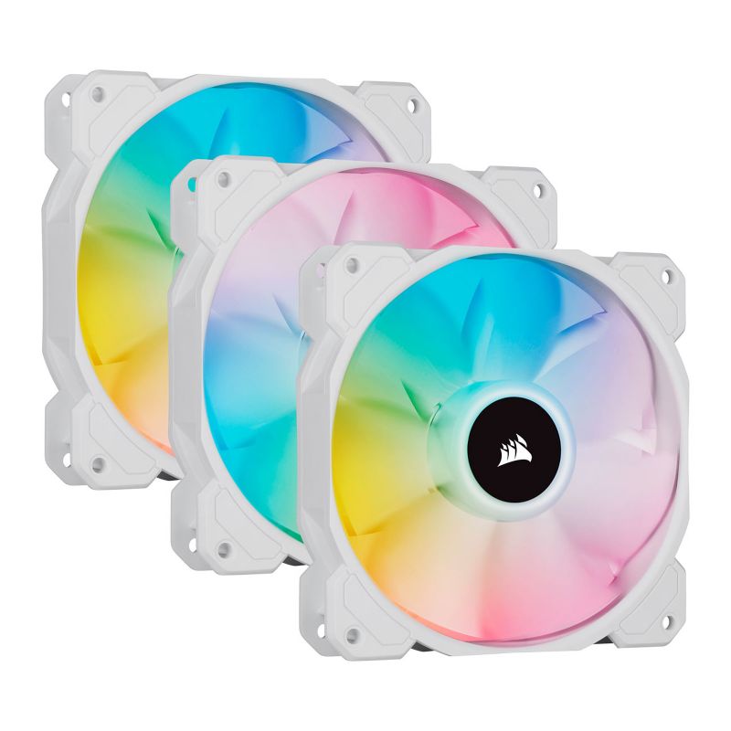 VENTILATEUR BOITIER CORSAIR SP120 RGB ELITE TRIPLE PACK BLANC + LIGTHING NODE CORE