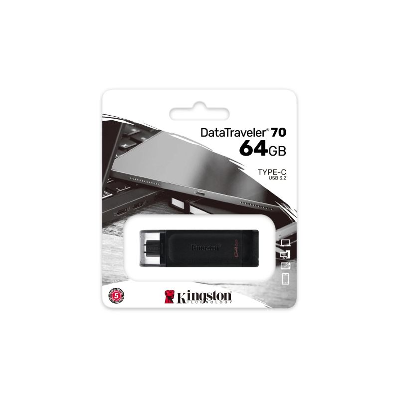 CLE USB KINGSTON DATATRAVELER PENDRIVE 64 GO USB-C 3.2 BLACK