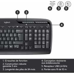 PACK CLAVIER SOURIS LOGITECH KIT MK330 SANS FIL NOIR