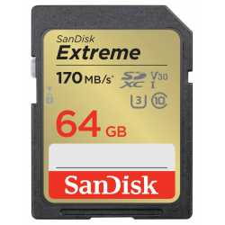 CARTE MEMOIRE SANDISK - SDXC EXTREME 64GB 170MB/S UHS-I C10 V30 U3