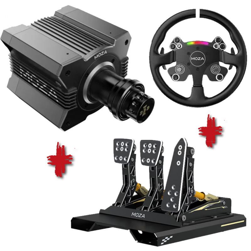 BUNDLE MOZA R12 DIRECT DRIVE + CS V2 STEERING WHEEL + PEDALIER CR-P