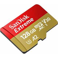 SANDISK EXTREME - 128 GO - A2 / VIDEO CLASS V30 / UHS-I U3 / CLASS10 - MICROSDXC UHS-I