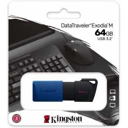 CLE USB 64 GO KINGSTON 3.2 GEN 1 DATATRAVELER EXODIA M -BLACK / BLUE