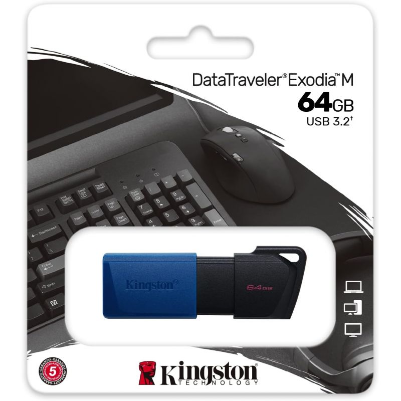 CLE USB 64 GO KINGSTON 3.2 GEN 1 DATATRAVELER EXODIA M -BLACK / BLUE