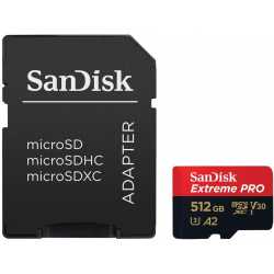 CARTE MEMOIRE SANDISK - MICROSDXC EXTREME PRO 512GB 200MB/S A2 C10 V30 UHS-I